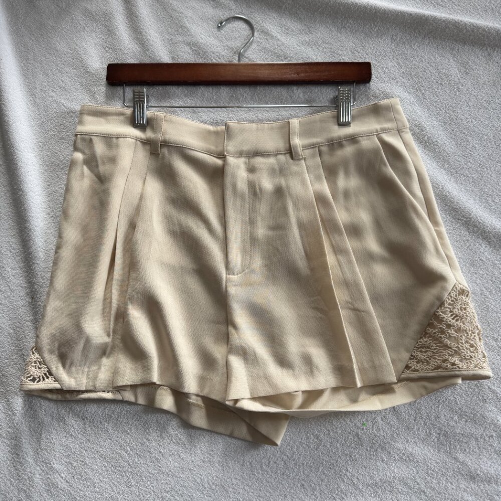$345 NWOT Cinq A Sept Crochet Lace Corinna Plaster Shorts Pleated - Picture 3 of 6